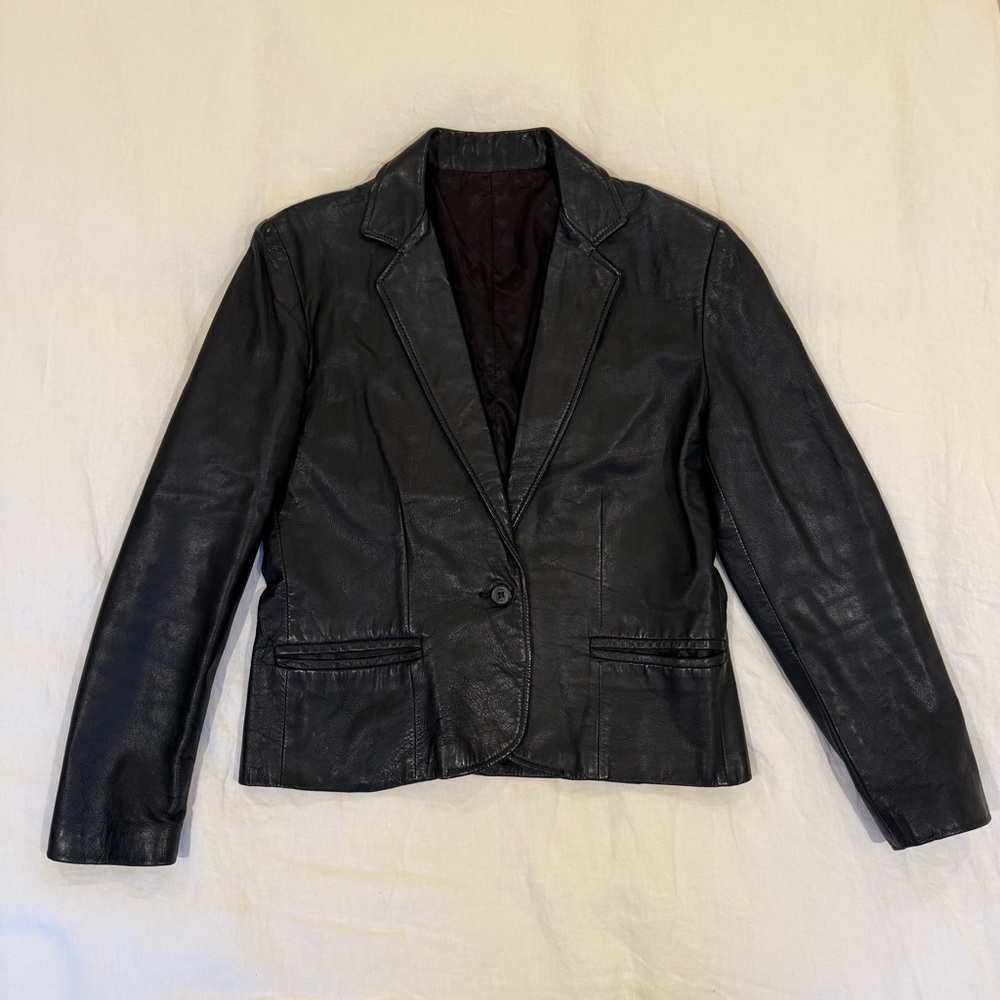 Black Leather Blazer Jacket
